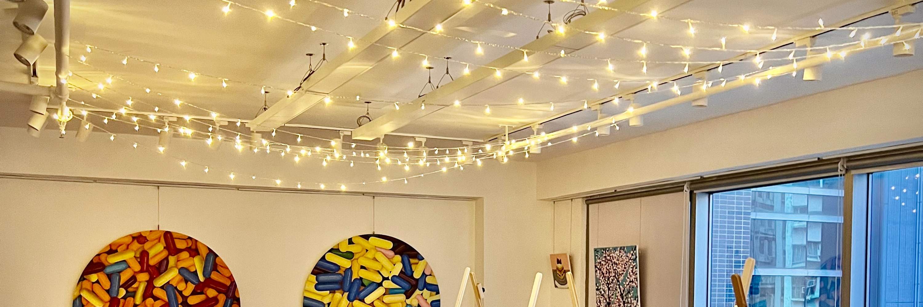 Rica Art Space Hong Kong Skyline painting Pointillism